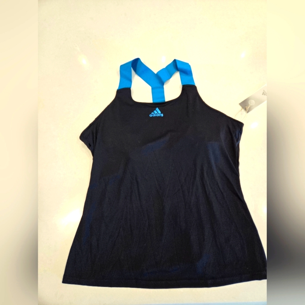 Adidas Y Tank top in black and turquoise size XL